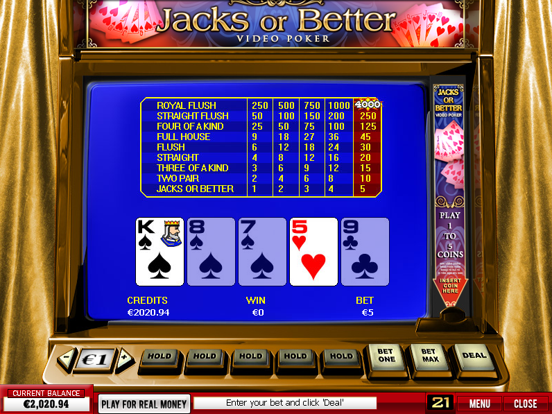 Скриншот игры Jacks-or-Better