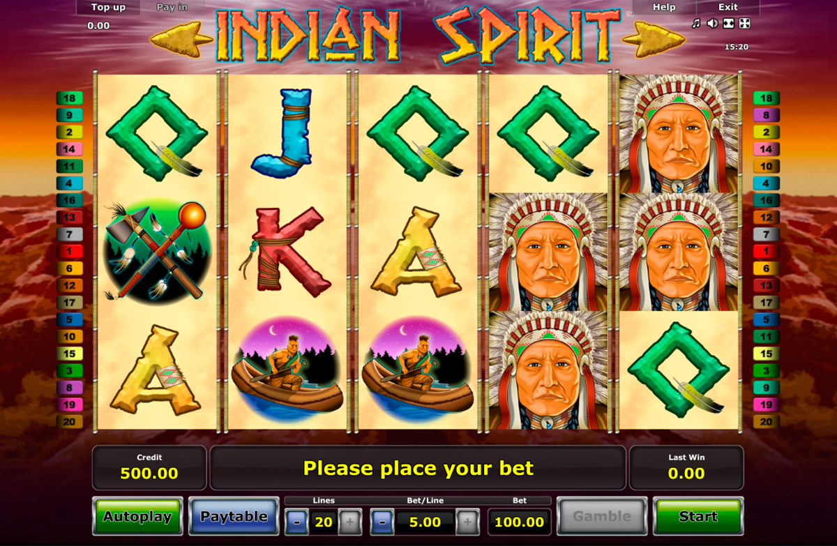 Скриншот линий игрового автомата Indian Spirit