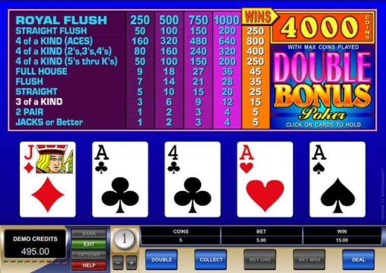 Видео покер Double Bonus Poker демо-игра