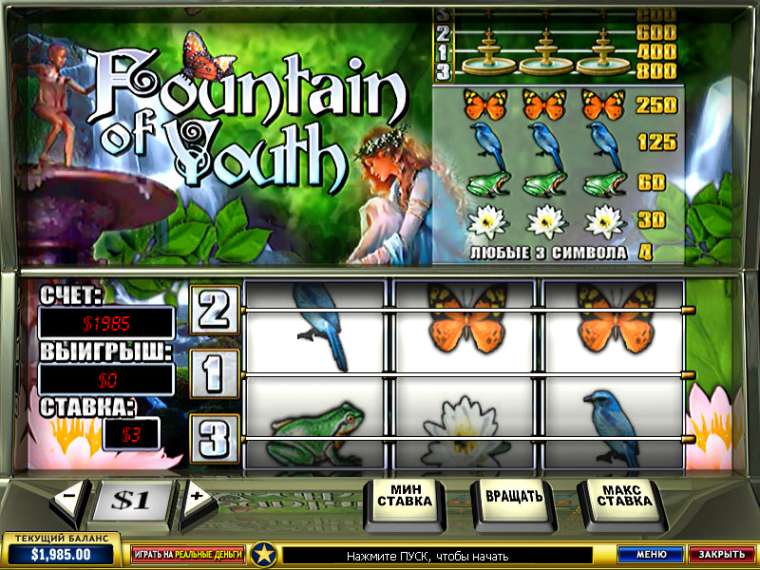 Видео покер Fountain of Youth демо-игра