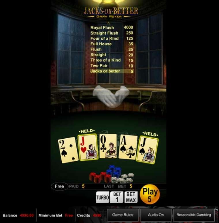 Видео покер Jacks or Better Draw Poker демо-игра