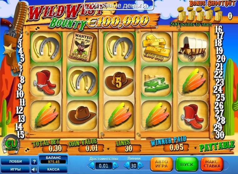 Видео покер Wild West Bounty демо-игра