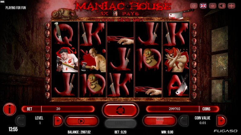 Скриншот линий игрового автомата игровой автомат Maniac House от Fugazo с ужасными символами